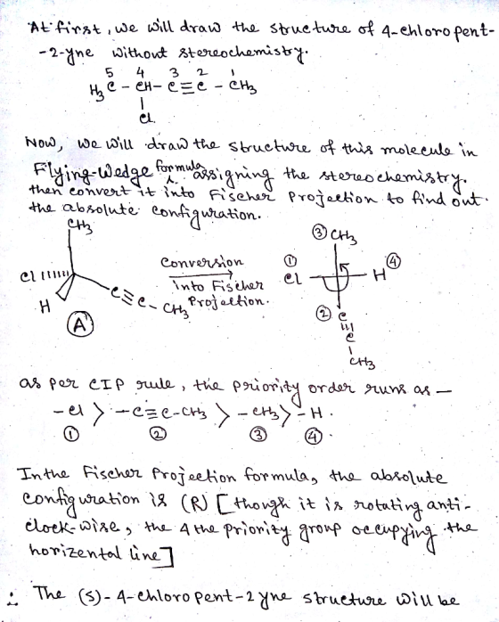 ALAirat we will draw the struetwre of 4-ehloro Pent- 2-ne withovt AtereochemisbT 4 3 He EHCEC - C No, we oiu draw the sbructw