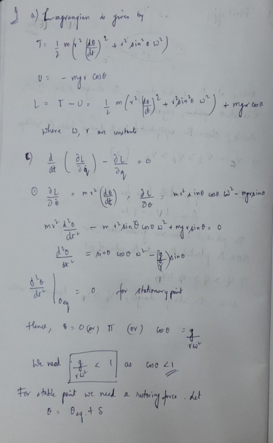 is given by a) fragrangian 7} m do Idt 2 Сов - myr Lotus (y) ? + *** ) + mye toe where were are constants a OL au 29 6 at 03