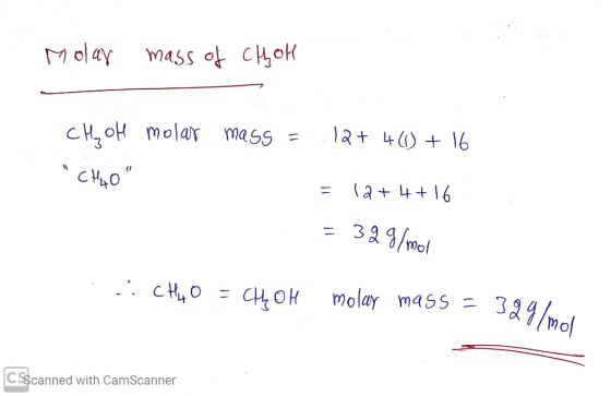 Molar mass of chok 12+ 40 + 16 chy oh molar mass CHUO 0 - 12+ 4+16 39 g/mol ... СНО HOH molay mass = 329/mol csscanned with C