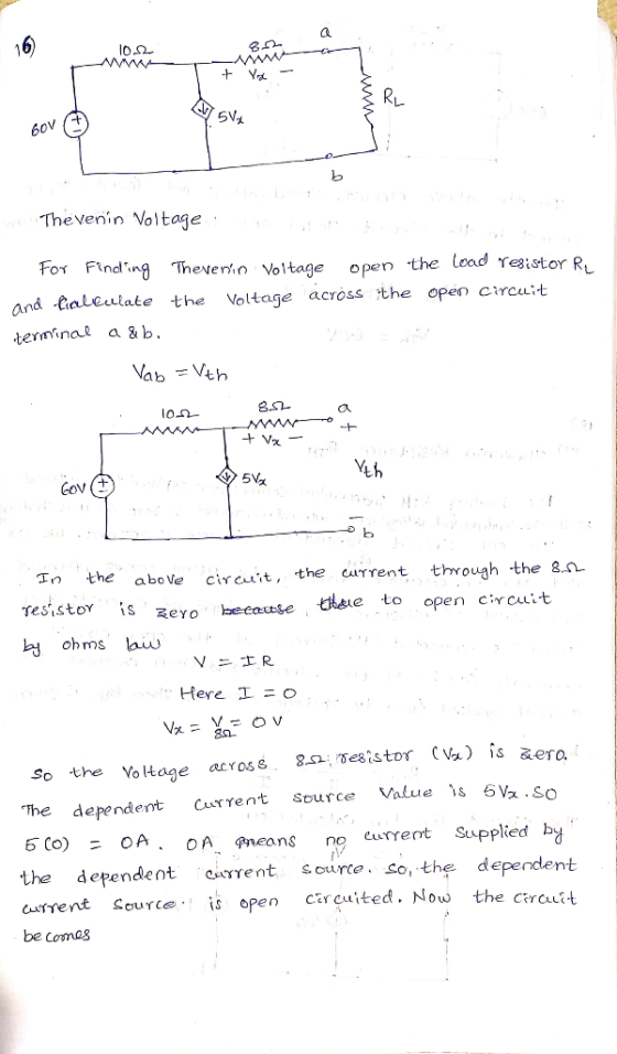 0,02 + Ya- MYY - 60v Thevenin Voltage For Finding Thevenin Voltage open the load resistor Ry and Calculate the voltage across