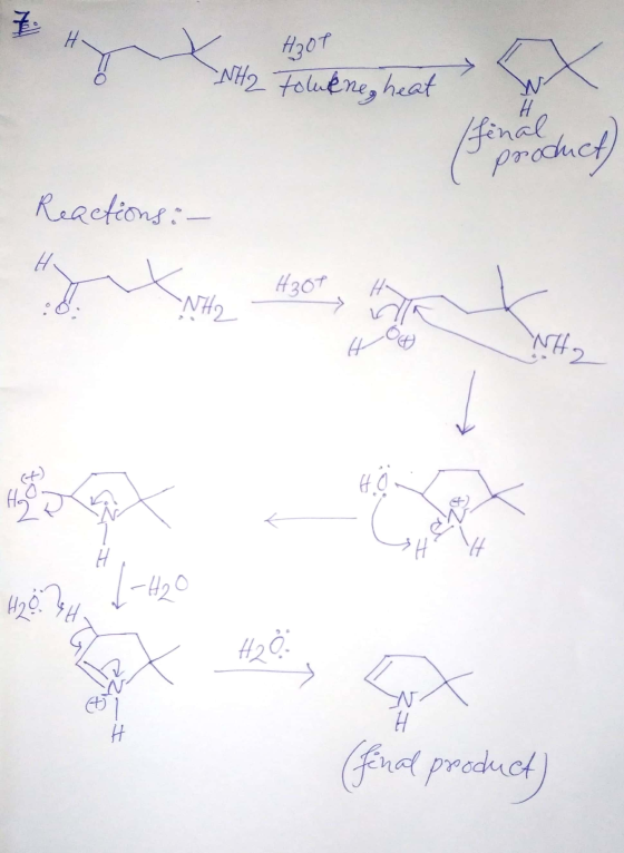 7 H X H₂o1 O x WH2 Tolukne, heat W H final products Reactions :- H H301 NH OCH NH2 (t) HO H22 for E ch H. H SH 1-H2O H2O H2O
