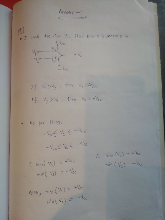Answes shall deccribe the idel mAmb seemanier As er theay tVcc in( V)