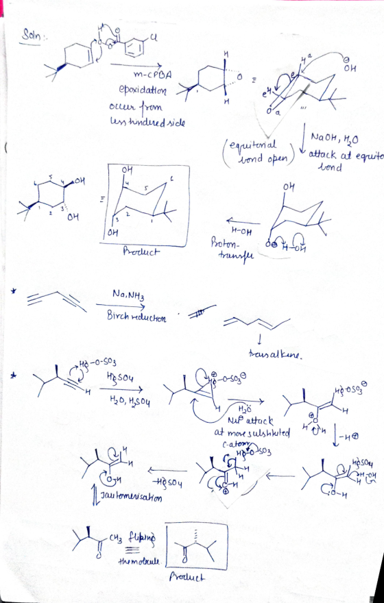 m-CPBA epoxidation occur from less hindered side e44 lequitonal ( bond open) Na DH , 7,0 & attack at equiter bond son H H-OH