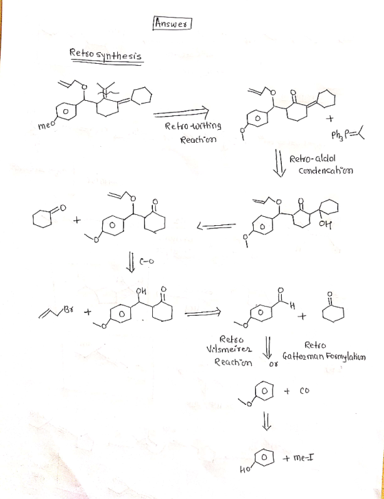 Answer Retoo Synthesis meo Retro withing Reachion | Ph, P= Retro-aldol Condensahin سے ملک ن هم به هم اگر دست Retoo Volsmerter