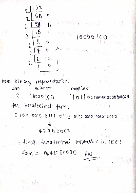 21132 2,66 0 2 0 33 16 2 1 10000 100 GO 2 2 2 2 1 0 now binary respresentation Lign exponent mantinsa 0 10000 100 Toll0000000