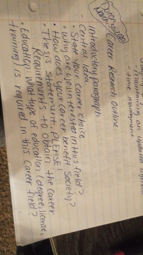 maintaining an Updated Ayer - time managment -rueghCareer Research Outline. Introductory paragraph. Central idea. State your