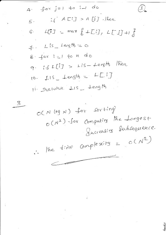 5 oCN2) -or omputi he Longest creasisubseguence.