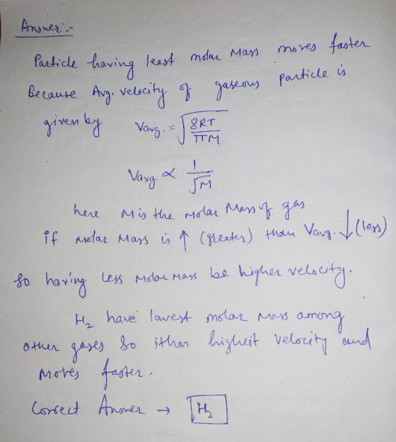 Amgwer faster moves Particle thaving least mdau Man Particle is Because Avy veluaity 1 2RT TTM Vovg Vang here My the Mda Mars