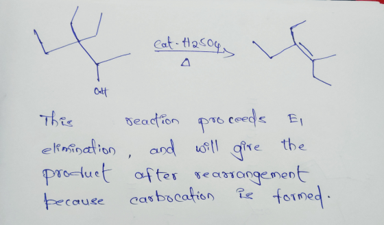 eat - Hasou soy Olt Ott This reaction proceeds Ei elimination, and will give the product after rearrangement because carbocat