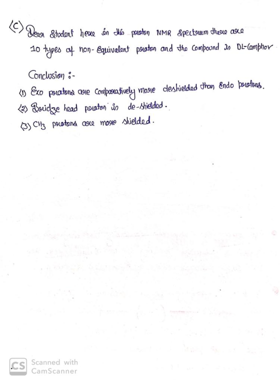 > Dean Stodent heace án this pocoton NMR spectrum there are 10 types of non- equivalent proton and the compound as DL-Camphor