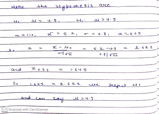 the Hero are Hy bothesis M= u 4:9 . 5. I, = o m=llo, a-OOS Z S. 1-4.9 2.622 se X - Uo olun 0.81 Vio and zo.gs = 1.64s So 1:64
