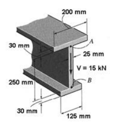 200 mm 30 mm 25 mm V 15 kN 250 mm 30 mm 125 mm