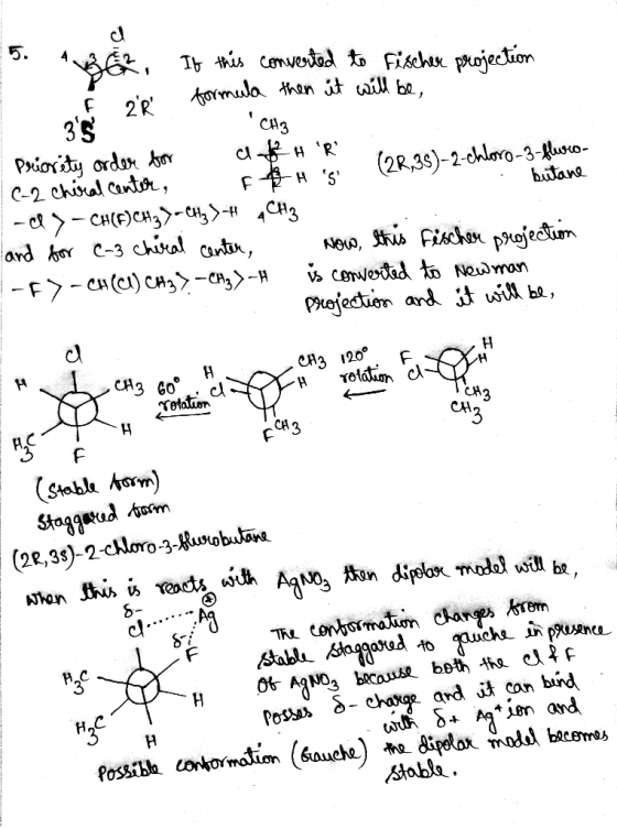 BEL, If this converted to Fischer projection ŕ de formula then it will be 3s CH3 Priority order for a&H R (28,35)-2-chloro