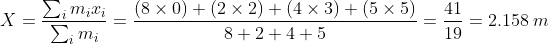 Σnixī (8x 0) + (2x 2) + (4x 3) + (5x 5) 8+2+4+5 41 2.158 m 19 2 m