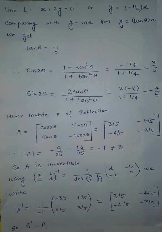 line Li atzy y = (-1/2) x (tono) a comparing with = ma (or t Wc get tano = -1 2 MILO Cos20 = 1 tan²o It tan o 1 + 114 Sin20 =