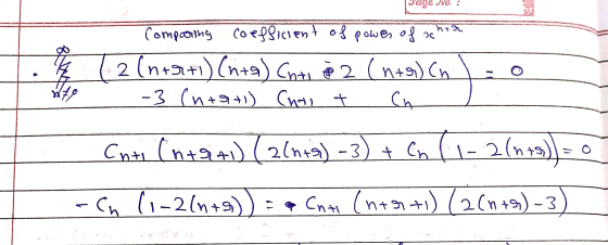 hir Comparing coefficient of coefficient of power of ac 2 (n+r+1) (nta) Cnti o 2 (n+r) cn -3 (n+9+) Chal t CA O Mto Conti Cnt