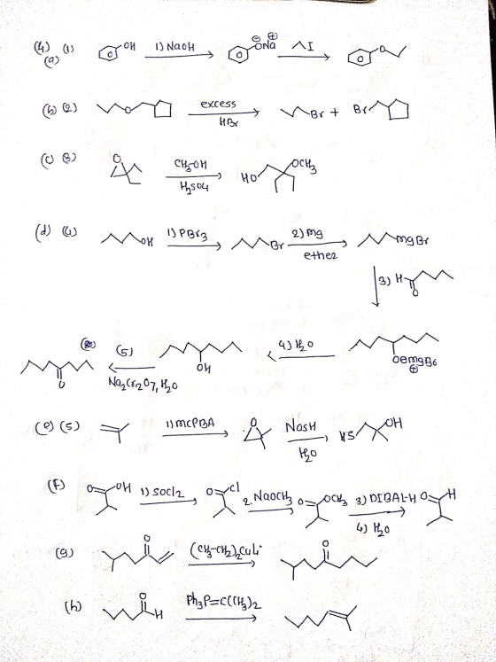 OH ) Na ca ΛΙ excess Brt Br HBr 멍 Octh CHOM 4504 HO (d) u 1) P019 2) mg mg Br ether Laongen (5) 4) tho ho 966.20 Na₂C6207, t