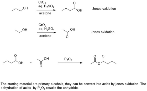 Croz aq. H2SO4 OH v iot Jonas onitair Jones oxidation acetone CrO3 aq. H2SO4 OH Jones oxidation acetone W OH. YOH P2O5 ii The