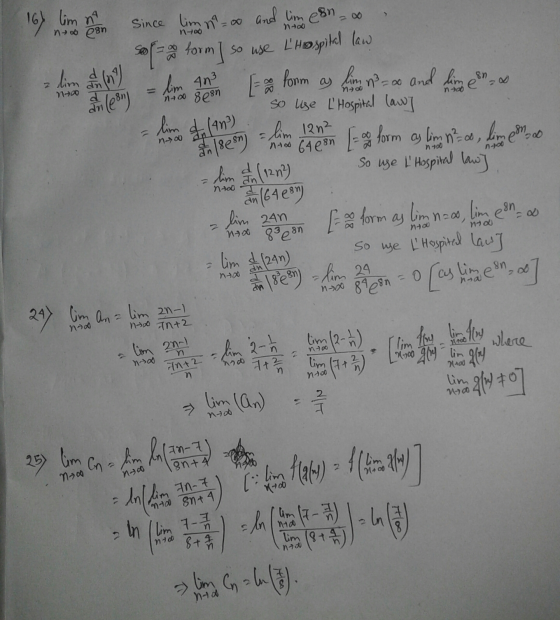 nto n-700 lim An 8n and lime 71700 d n-00 n700 16) lim na Since limnoo and lim een Softcas form so use LHospital law lim alo