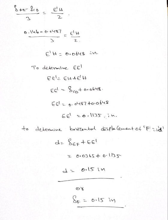SAB-Sco 0.14b-00487 EH= 0.0648 in. To determine EE! Ella El AEH Ec! = Sept 0.0648 Edl=0.0487 4010648 EE! 20.1135.in. to dete