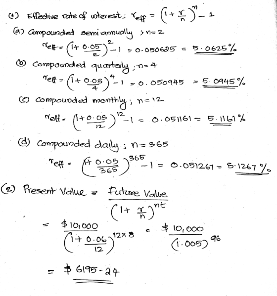 i ledd meest. q-@sJ. a) Compounded semannually >n -1 : O-050685 = 50625% ce-A-o.os〉4 - , o. 050945-5 0945 % <) compounded