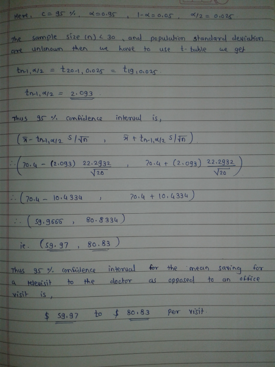 ce g5 0.g5 /2= 0.02 1-aE0.05 Here Sample size (n) 30 unlunoum then and populahon standard dleuiahien The t- tuble have ne get