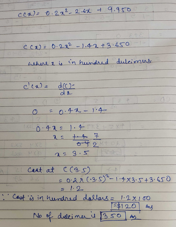 cca)= 0.2 x ² - 2.68 & 9.950 eca)= 0.22² - 1.42 +3.650-1- where a is in hundred dulcimers O- ccala d62 da 2 O = 0.42-14 0 0.