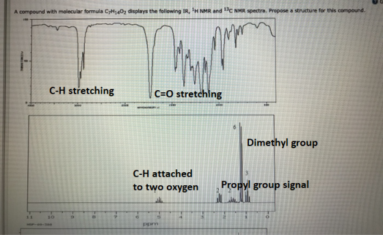 A compound with molecular formula C7H1402 displays the following IR, H NMR and 13C NMR spectra. Propose a structure for this