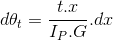 d\theta _{t}=\frac{t.x}{I_{P}.G}.dx