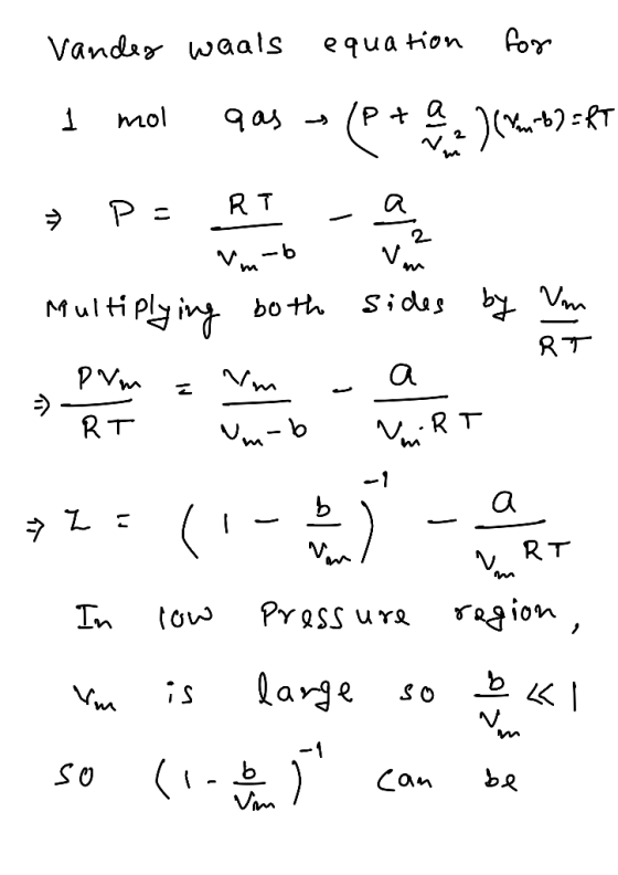Por Vanda waals e uation P a mol R T a P E 2 Sidas byVm Multiply ing both RT PVw Vm RT RT m-b a b ( VRT ragion PYaSS ura In L