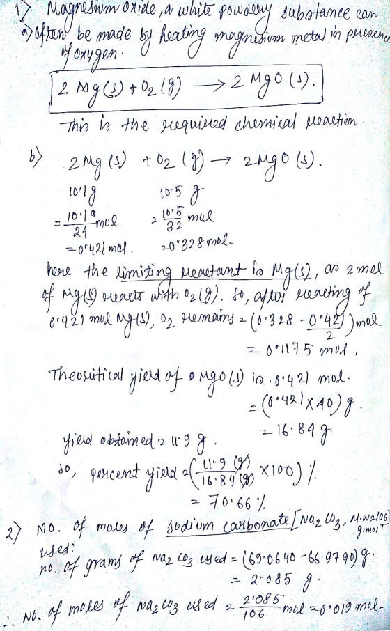 UVQOMUS - 1 Magnesem oxide , a white powdery subotance can as often be made by heating magnesium metal in presente 12 mg (s)