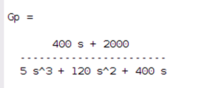 Gp = 400 S + 2000 5 S^3 + 120 s^2 + 400 s
