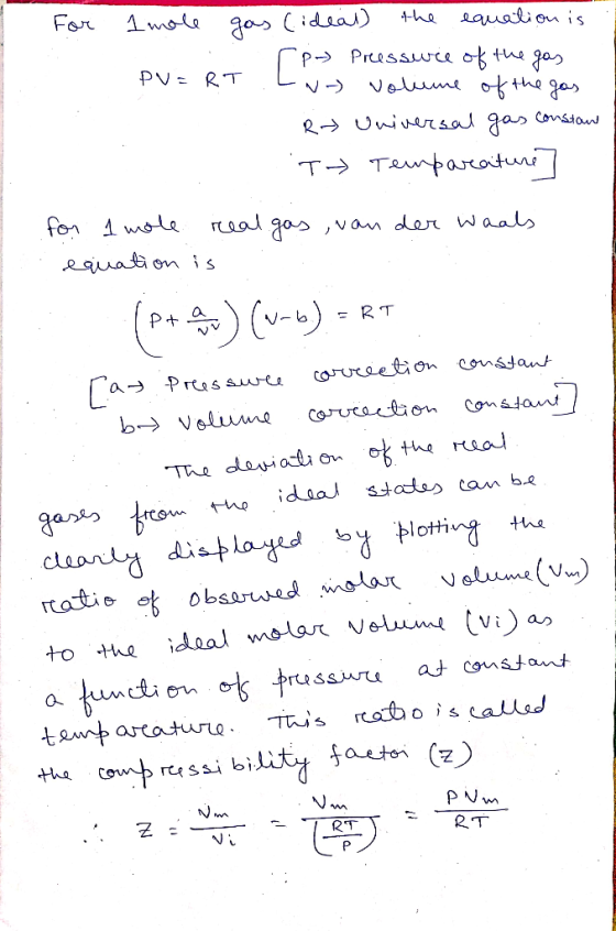 Imole gas (ideal) the equation is PV=RT . Luo volume of the gas rpm Preessure of the gas Rt Universal gas constant Tt Tempara