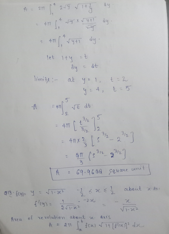 A = 25 [+ 255 sitty sy 416* ny xv y dy - +7 का let Ity ut e dy = at limity :- at y = 1, tzn. | 1 4 , t 5 A 41 vt dt 411 = 40X