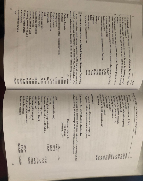 JEET - AND CASH FLOW STATEMENT Parts BALANCE SHEET value they are reported at Patents ined earnings, January 1, 2018 liquid c