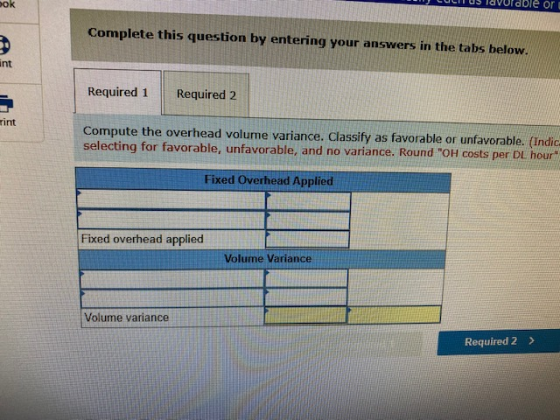 ook W CULITUS TAVUldble or Complete this question by entering your answers in the tabs below. Required 1 Required 2 rint Comp