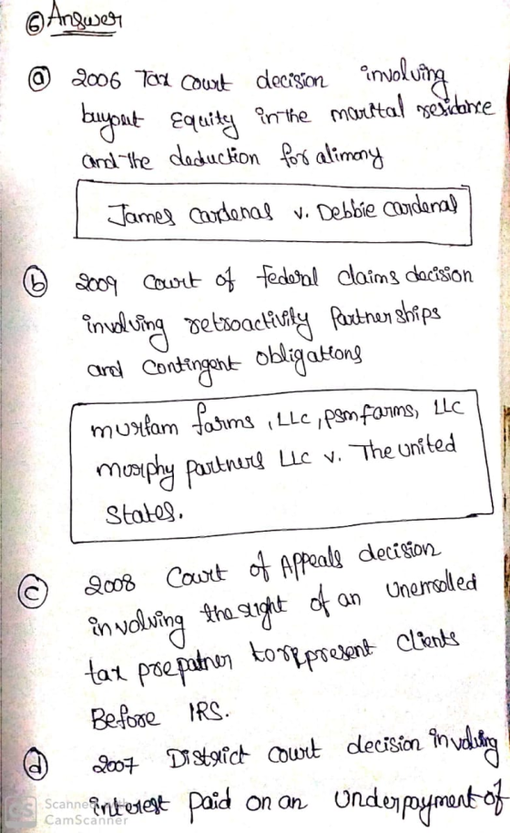 - Answer © 2006 Tod court decision involving buyout Equity in the marital residence and the deduction for alimony James Carde