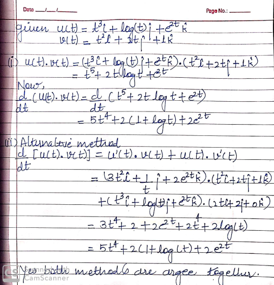 Page No.: Date - Page No.: - Given uct = tit log(t) i tet Å ___1Lt) = tl + Dt pitik i uct).vet) = (t² it log (t) it at hoc ta