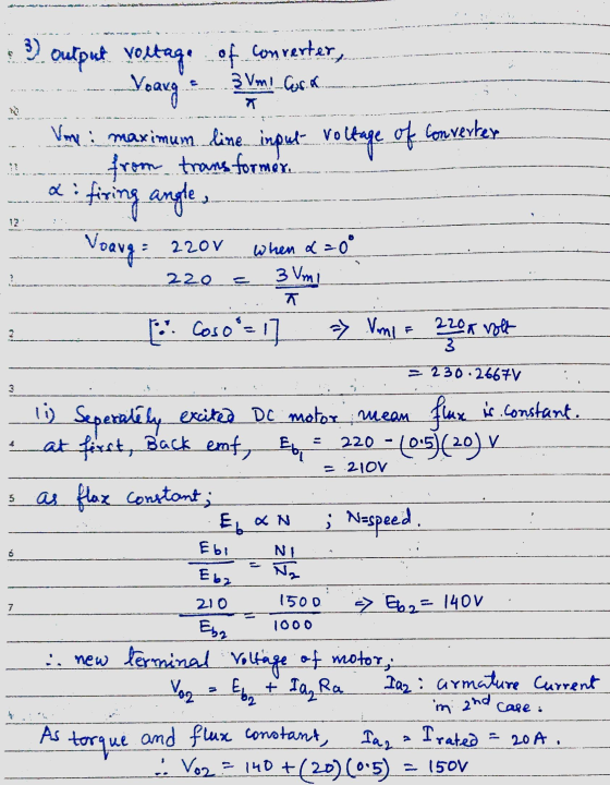 3 Vmi cora Vay : maximum line. of converter 3) output voltage of converter, Voang input voltage from transformer. firing angl