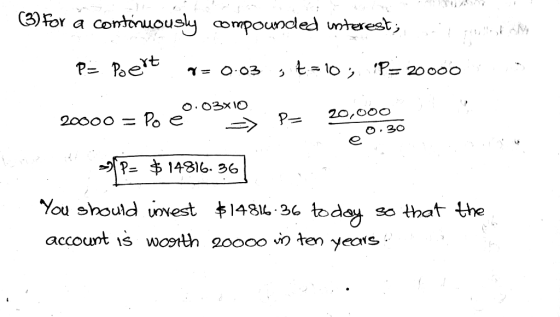 (3)For a commmpoundled unhsest 14816.36 Yu should invest丰14814. account is worth oooo ter) yers 36 todeu so that the