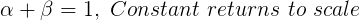 \large \alpha + \beta = 1, \ Constant \ returns \ to \ scale