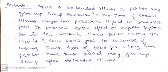 person may of to pl prenons Answer After Aflen a ex douded illness a give up soup because in the time chanic illness, physici