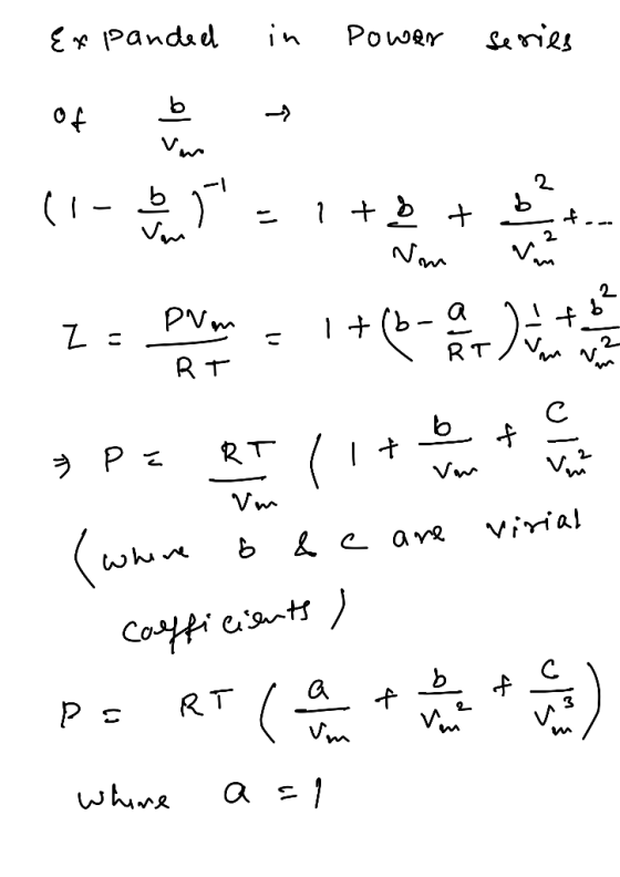 E Pandsd Power Senies b (1- 2 + a 1 RT 2 RT C b P z (1+ RT Vm (wwa Virial в & e a re Coffi ent ( ) RT a