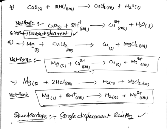109) 10 cubic + ghdczas > cuclecoms + H2069 Metkast :- cuocgl + RH , cu tom + Hboce) & pypef) Double displacement v 5) =) Mg