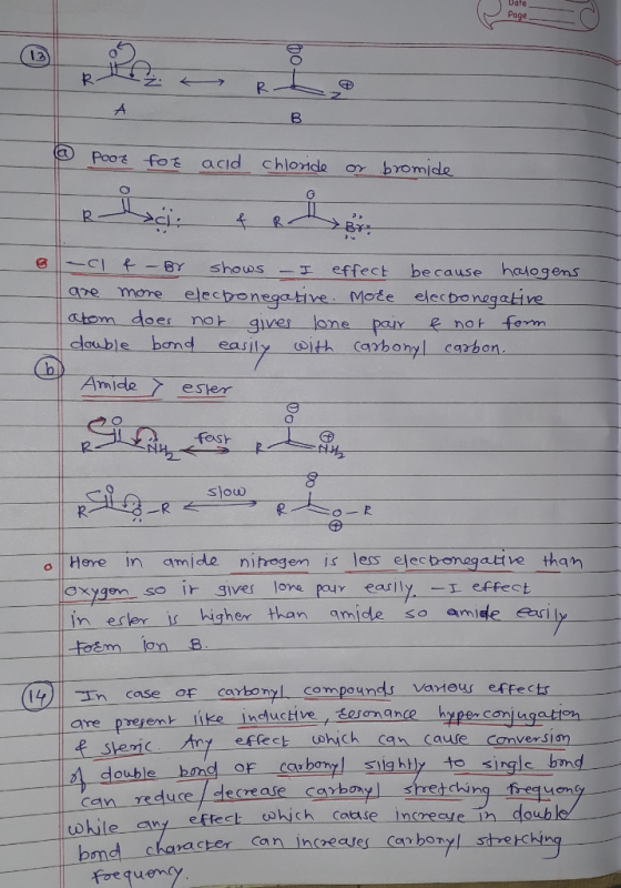 DO RT Poot for acid chloride or bromide - Rh. f R -C R BY shows I effect because halogens are more elecbonegative. Moce elecb