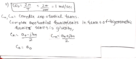 o Wo= 2q = 20 = 1 and/sec 2TT in terms of afsigonometric Con, Cna complex expotential teams, complex enotential housietsiesie