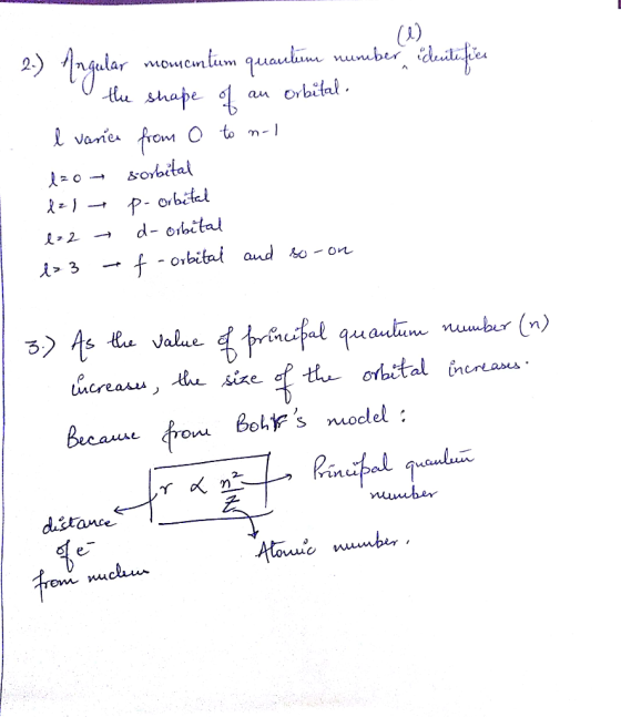 2)ngalar momtam quaulim numuber doteficu tu shape an orbital vane from 0 to m- P-orbital d- orital 2 r f -orbitai aud oon 3)