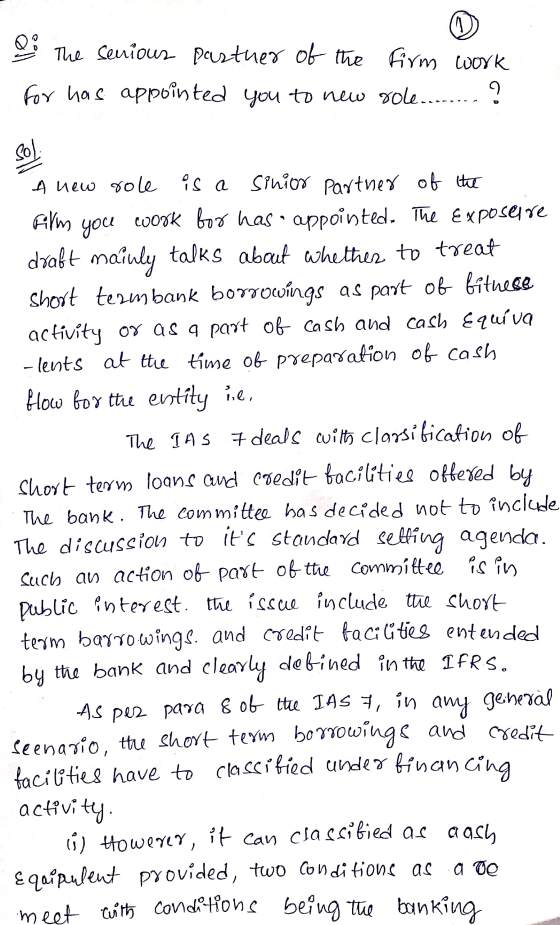Qo The senious pasther of the firm work for has appointed you to new gole...- 9 SOL A new role is a sinior partner of the Fil