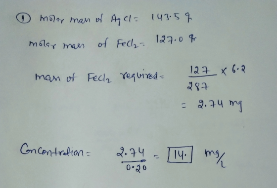 143.5 mlay man ol ACI 27.0 9r of Fecl- m6lsr an 122 6.3 mam of Fec Yeqied २९१ Concontratian 2.74