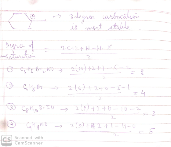 3 degree carbocation is most stable Degree of ansaturation o CG Hs Br 2 No 2(60) +2 +1.5-2 26+2+N-H-X 2 - 2 G Hs Br 266) +240